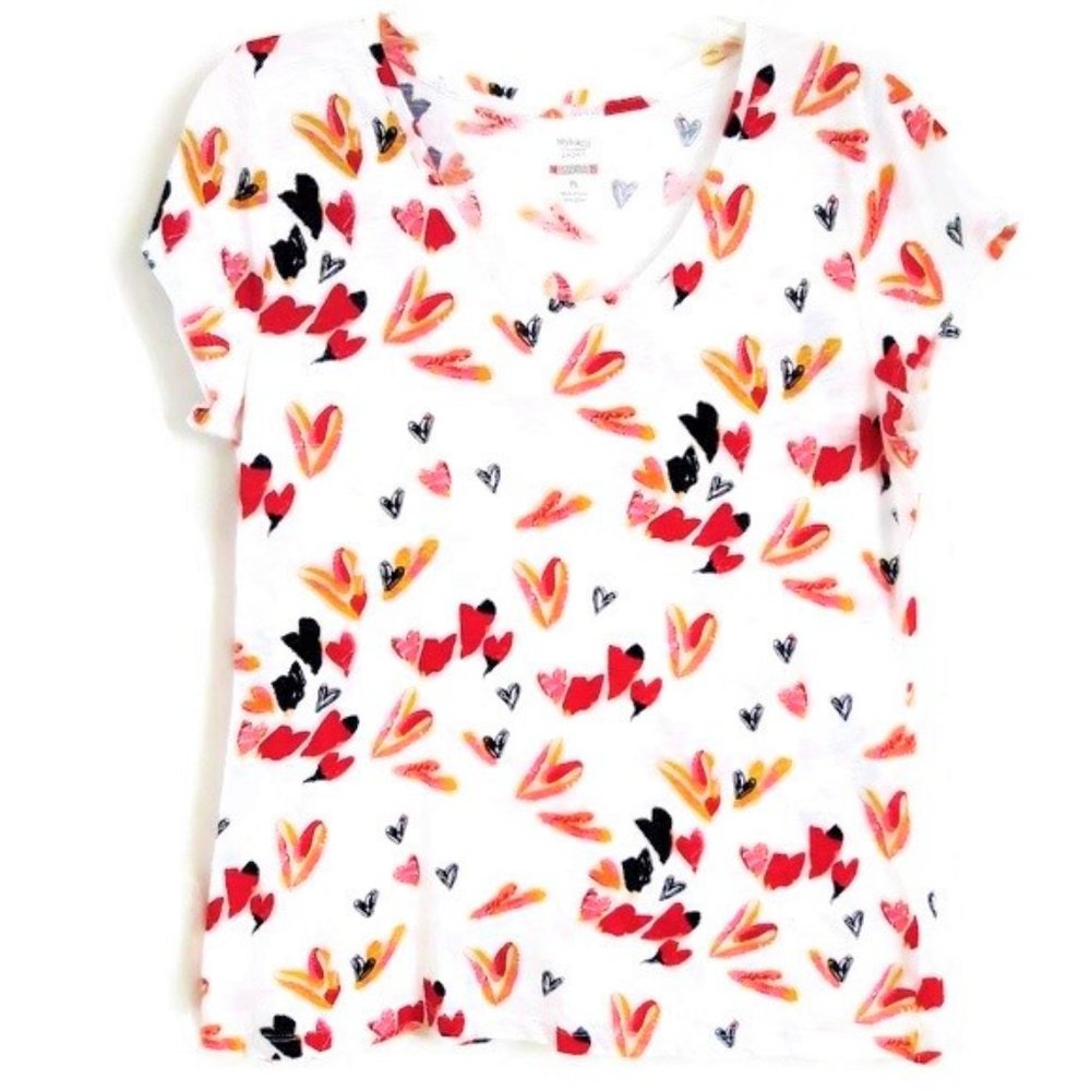 Style & Co Shirt Tee Full Of Hearts Cotton PL